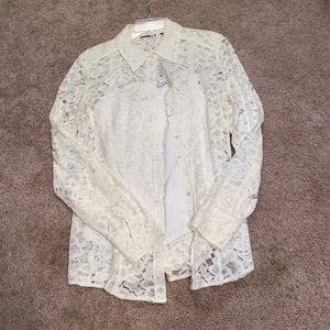 Cream cardigan with tank underneath